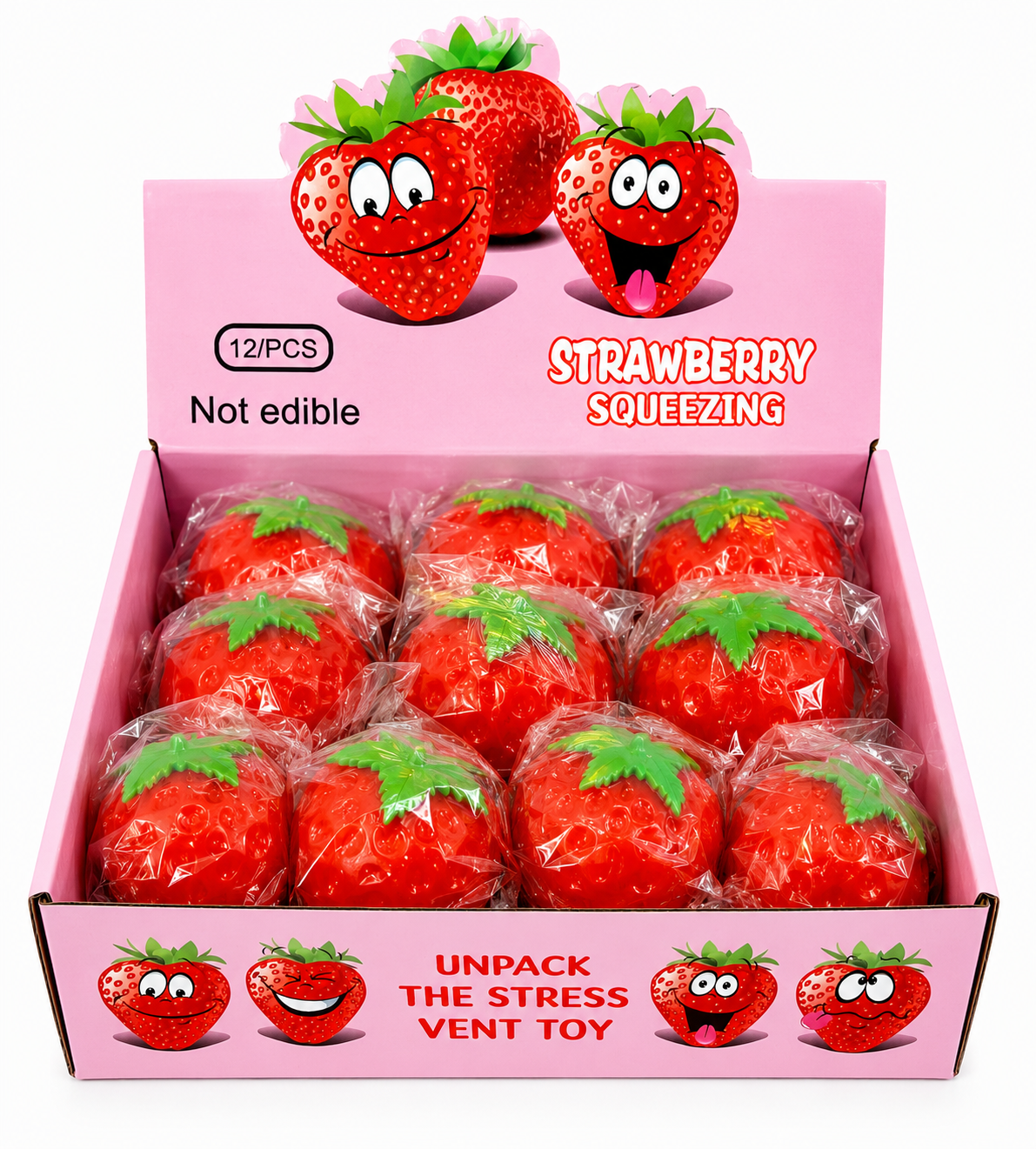 Strawberry Squeeze Stress Ball Toy – Squishy Sensory Fidget